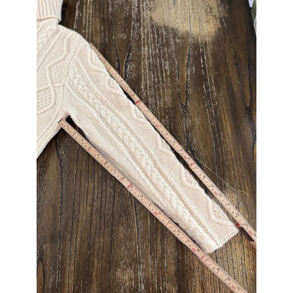 Eddie Bauer Wool Blend Cable Knit Turtleneck Sweater Ivory Women’s Size M - Picture 11 of 11